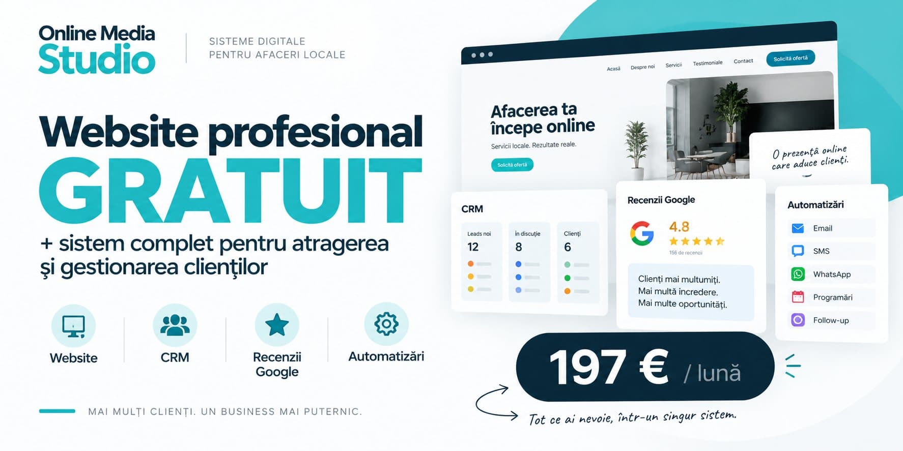 Website profesional GRATUIT + sistem complet pentru atragerea și gestionarea clienților