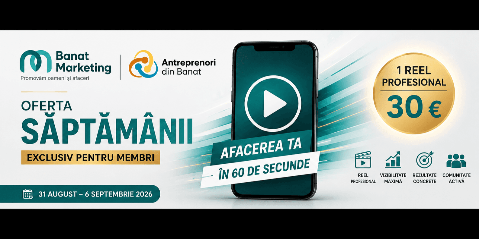 Afacerea ta în 60 de secunde – Reel profesional la doar 30 €