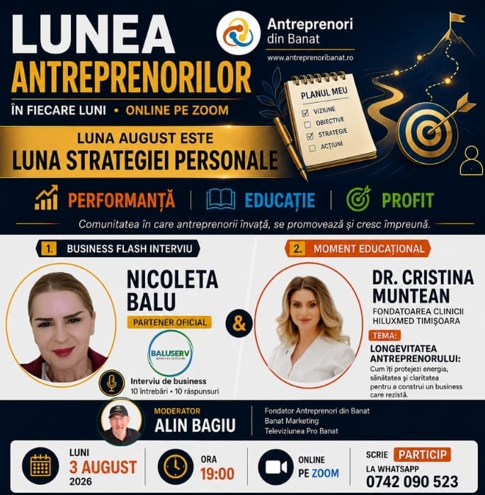Imagine de prezentare pentru Lunea Antreprenorilor #4 | Strategia personală care îți susține succesul în business