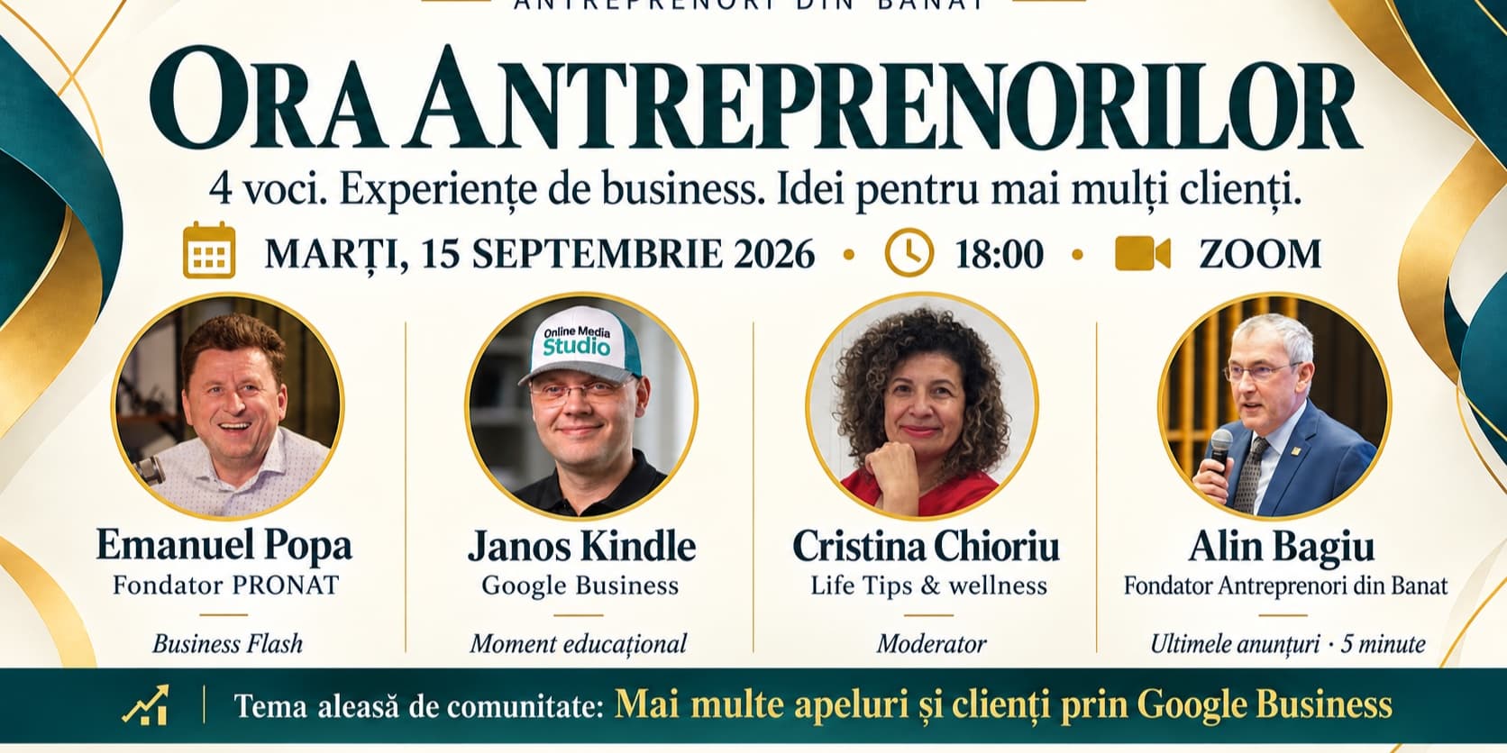 ORA ANTREPRENORILOR | 4 voci, experiențe de business și idei pentru mai mulți clienți