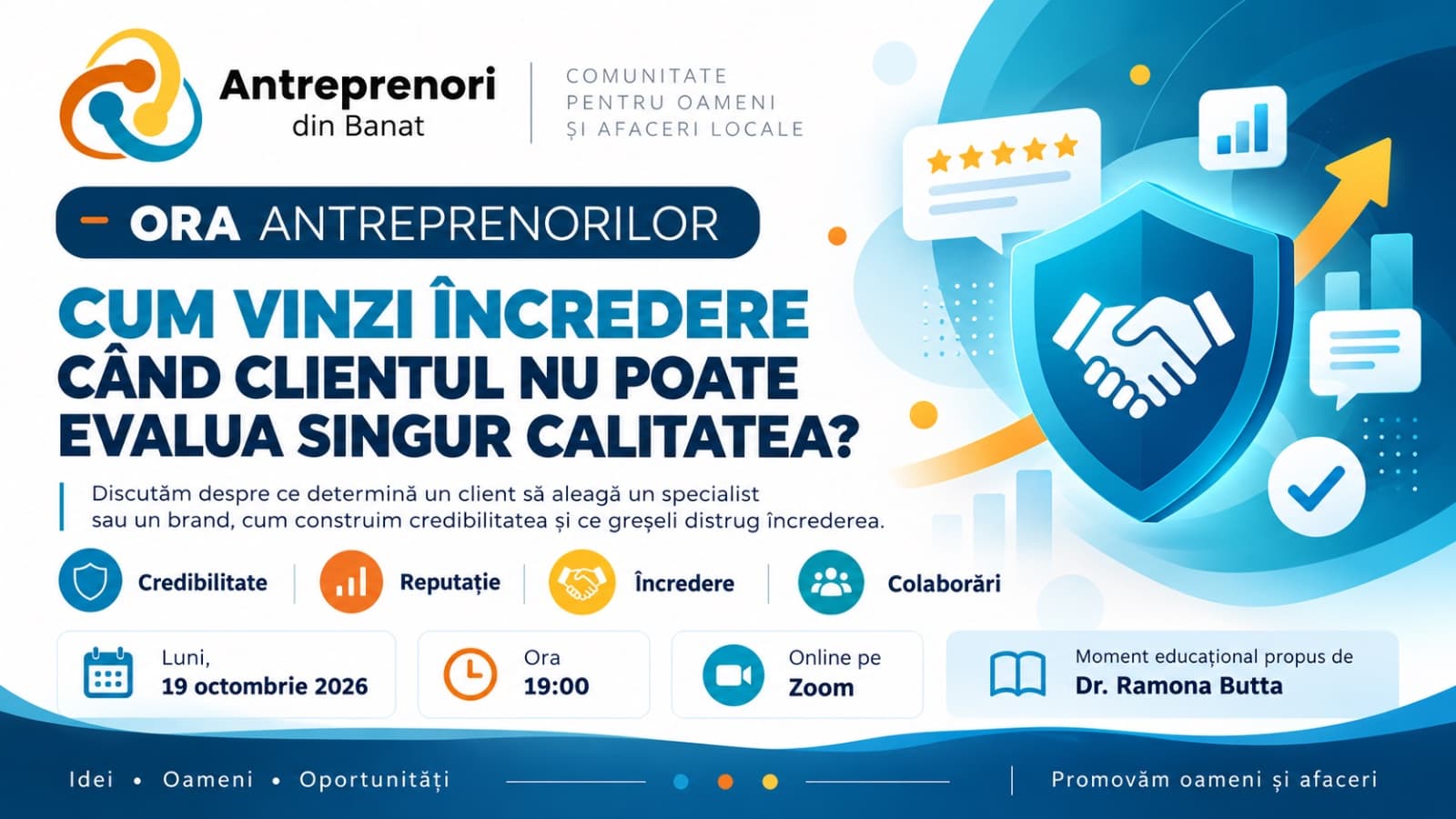 Imagine de prezentare pentru Ora Antreprenorilor – Cum vinzi încredere când clientul nu poate evalua singur calitatea?